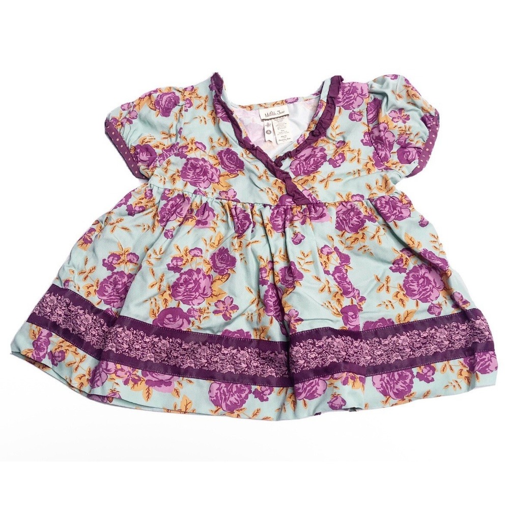 Matilda Jane Girls 4 Secret Fields Lilac Bouquet Wrap Top LA1-133 Summer EUC